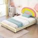 Twin Size Adjustable Height Upholstered Platform Bed with Rainbow Shaped Headboard