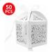 50Pcs Roses Hollow Out Favor Boxes 2 * 2 * 3.15 Inch Wedding Favors Candy Boxes with Ribbons Small Gift Boxes for Birthday Party Baby Shower Bridal Shower White