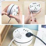 WJSXC Travel Plug Adapter Universal Power Strip Power Strip With USB C And 3 USB Ports 3 AC Outlets 6.7ft Extension Cord Compact For Travel White