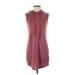 Shein Casual Dress - Shift Mock Sleeveless: Burgundy Solid Dresses - Women's Size X-Small