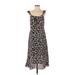 Cupcakes & Cashmere Casual Dress - Midi Scoop Neck Sleeveless: Black Floral Dresses - Women's Size 4