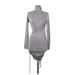 Forever 21 Cocktail Dress - Bodycon Turtleneck Long sleeves: Gray Solid Dresses - New - Women's Size Medium