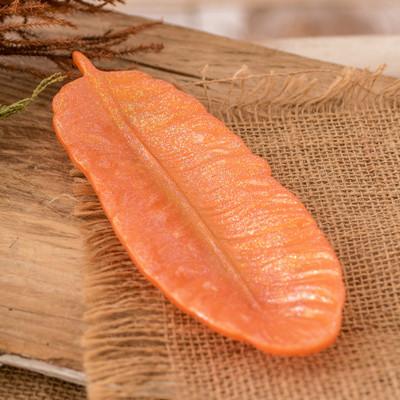 Feather of Joy,'Feather-Shaped Orange Resin Catchall from Costa Rica'