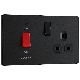 BG Evolve Matt Black 45A 2-Pole Cooker Switch With 13A Switched Socket & LED Indicators - PCDMB70B