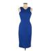 Zac Posen Cocktail Dress - Midi V Neck Sleeveless: Blue Solid Dresses - New - Women's Size 8