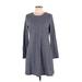 Gap Casual Dress - A-Line Crew Neck Long sleeves: Gray Dresses - Women's Size Large