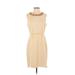 Elie Tahari Cocktail Dress - Sheath Crew Neck Sleeveless: Yellow Dresses - Women's Size 8