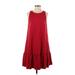 Banana Republic Casual Dress - DropWaist Crew Neck Sleeveless: Red Print Dresses - Women's Size 8