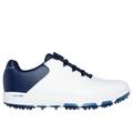 Skechers Men's GO GOLF PRO 6 SL - Twist Shoes | Size 10.5 | White/Navy | Leather/Synthetic/Textile | Arch Fit