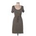 Calvin Klein Casual Dress Scoop Neck Short sleeves: Gray Print Dresses - Women's Size 10