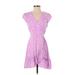 J.Crew Casual Dress - Wrap V Neck Short sleeves: Pink Dresses - Women's Size 2