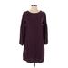 Cloth & Stone Casual Dress - Shift Crew Neck 3/4 sleeves: Burgundy Solid Dresses - Women's Size X-Small