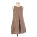 Zara Casual Dress - A-Line Crew Neck Sleeveless: Brown Print Dresses - Women's Size X-Small