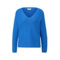 S. Oliver Strickpullover Damen blau, Gr. 44, Baumwolle, Pullover Mit V ausschnitt | 2145636.9999.34