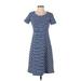 Talbots Casual Dress - A-Line Scoop Neck Short sleeves: Blue Print Dresses - Women's Size X-Small