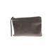 Coccinelle Leather Wristlet: Pebbled Gray Solid Bags