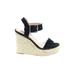 Steve Madden Wedges: Espadrille Platform Boho Chic Black Print Shoes - Women's Size 7 1/2 - Open Toe