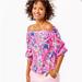 Lilly Pulitzer Tops | Lilly Pulitzer Lessa Off-The-Shoulder Top In Pink Size M | Color: Blue/Pink | Size: M