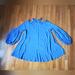 Free People Dresses | Free People 100% Rayon Blue Flowy Breezy Mock-Neck Cutout Oversized Mini Dress | Color: Blue | Size: S