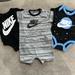 Nike One Pieces | Baby Boy Nike Short Sleeve Onesies Set 3 Months 6 Months | Color: Black/Blue | Size: 3-6mb