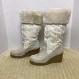 American Eagle Outfitters Shoes | American Eagle Knit Winter Wedge Boots Size 9 | Color: Cream/White | Size: 9