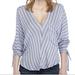 Free People Tops | Free People Morning Striped Dolman Top Long Tie Sleeves V-Neck Blue & Wh | Color: Blue | Size: L