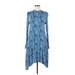 Maeve Casual Dress - A-Line Mock Long sleeves: Blue Dresses - Women's Size Medium