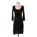 Studio M Casual Dress - A-Line Scoop Neck 3/4 sleeves: Black Print Dresses - Women's Size Small