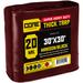 Core Tarps 30 ft x 30 ft Maroon Polyethylene Heavy Duty 20 Mil Tarp Waterproof UV Resistant Rip & Tear Proof in Brown | 1 H x 28 W x 20 D in | Wayfair