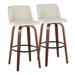 LumiSource Toriano Mid-Century Modern Fixed-Height Counter Stool w/ Swivel In Wood & Fabric w/ Round Chrome Metal Footrest | Wayfair