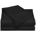 Winston Porter Bescott 600 Thread Count Striped 100% Cotton Sheet Set 100% Egyptian-Quality Cotton in Black | Twin | Wayfair