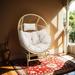Dakota Fields Baja Single Wicker Egg Chair w/ Cushion & Gliding Base in Gray/Yellow/Brown | 52.5 H x 35 W x 35.5 D in | Wayfair