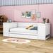 Wildon Home® Benvinda Twin 2 Drawers Wood Daybed w/ Twin Size Trundle & Charging Station Wood in White | 34 H x 42 W x 110 D in | Wayfair