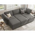 Gray Sectional - Latitude Run® Modular Sleeper Couch Sectional Couch Bed Convertible Sectional Couch Bed Set Sleeper Couch | Wayfair