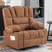Latitude Run® Home Massage Recliner Sofa Soft Chair w/ Heating Vibration Comfort Oversize Lounge Chair Chenille in Brown | Wayfair