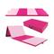 Costway 4-Panel PU Leather Folding Exercise Mat with Carrying Handles-Hot Pink