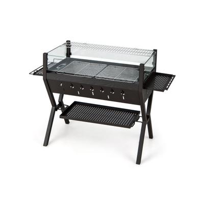 Costway Barbecue Charcoal Grills with Wind Guard Seasoning Racks-Black