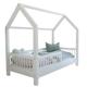 Lit cabane 90x190 barrière et sommier inclus pieds 10 cm - Blanc