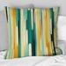 Designart "Jungle Green And Yellow Striped Pattern" Striped Printed Throw Pillow