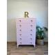 Vintage Tallboy Chest of Drawers Painted Pink