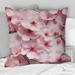 Designart "Pink Sakura Blossoms Floral III" Japanese Printed Throw Pillow