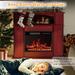 BOSSIN 43" Electric Fireplace with Mantel, 23 inch Electric Fireplace Insert,Freestanding TV Stand with Fireplace Wooden Firebox