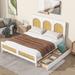 Full/Queen Wood Bed Frame with 2 Storage Drawers, Queen Storage Platform Bed with Rattan Headboard and Footboard for Bedroom
