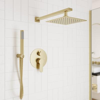 Randolph Morris Tranquil Rainfall Shower Set with Square Shower Head, Round Valve, and Square Handshower RMAS-2SR-SQH-HSQ-BB