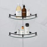 Bathroom Shelves Bathroom Glass Corner Shelf Wall Mounted Tempered Glass Shelf for Storing Shower Gel/Soap-B