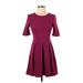 Minkpink Casual Dress - A-Line Crew Neck Short sleeves: Burgundy Print Dresses - Women's Size X-Small