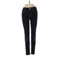 American Eagle Outfitters Jeggings - Low Rise Skinny Leg Boyfriend: Blue Bottoms - Women's Size 00 - Black Wash