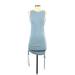 Shein Casual Dress - Bodycon Crew Neck Sleeveless: Blue Print Dresses - Women's Size 2