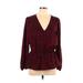 Nine West Long Sleeve Blouse: Burgundy Tops - Women's Size Large