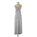 Max Studio Casual Dress - Maxi: Gray Stripes Dresses - Women's Size X-Small